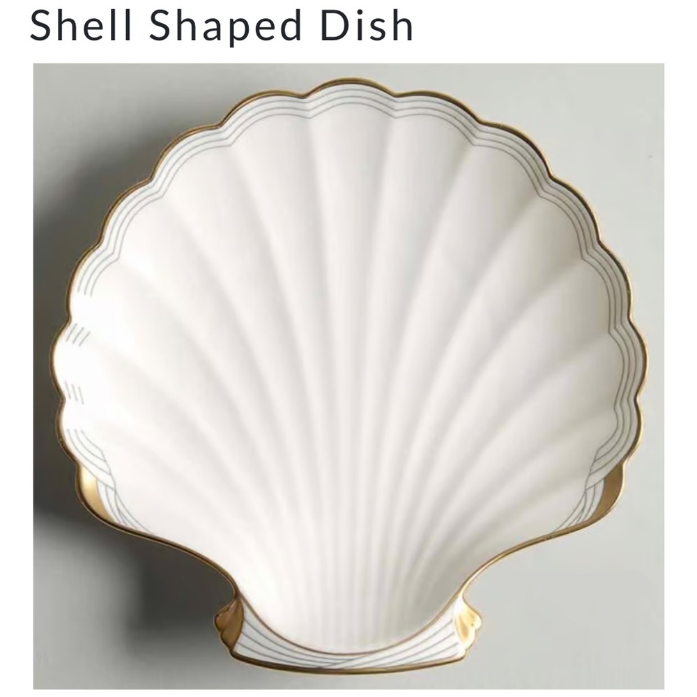 Noritake Golden Cove china. Elegant Shell Shaped Dish with Gold Accents